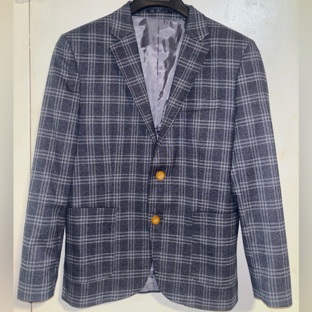 Bergamo Kids- Exclusive by Milano Boys Charcoal Checkered Boy’s Blazer
